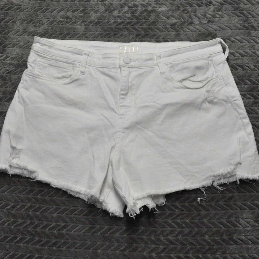 Kut‎ from the Kloth Jane Long Shorts 18 White Excellent High Rise Raw Hem (1826)